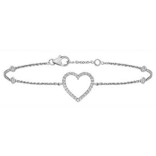 Diamond Heart Bracelet in 9ct White Gold