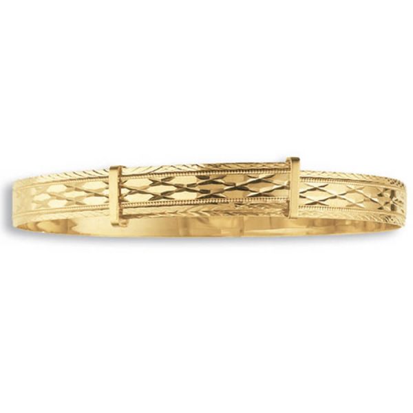 Ladies Diamond Cut Expandable Bangle in 9ct Yellow Gold