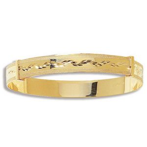 Ladies 7.5mm Diamond Cut Expandable Bangle in 9ct Yellow Gold