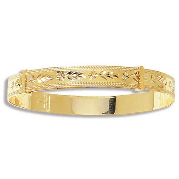 Ladies 7.5mm Diamond Cut Expandable Bangle in 9ct Yellow Gold