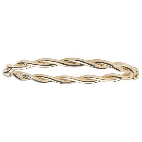 Ladies Hinged Rolled 9ct Yellow Gold Bangle