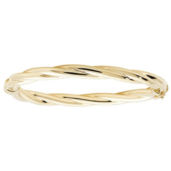 Ladies Hinged Rolled 9ct Yellow Gold Bangle