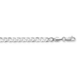 9ct White Gold Flat Bevelled Curb Chain Lengths 7 to 24 inches