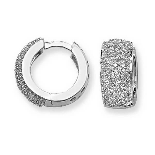 Diamond Set Small Hooped Huggies Earrings In 9ct White Gold 0 76 Diamond Set Small Hooped Huggies Earrings In 9ct White Gold 0 76ct