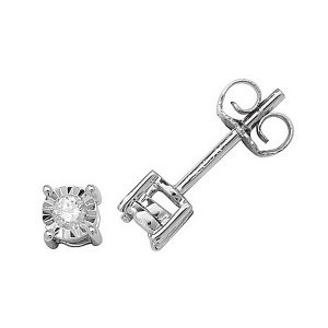 Illusion Set Diamond Stud Earrings in 9ct White Gold (0.10ct)