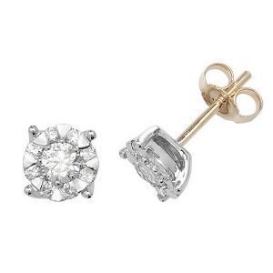 Diamond Cluster Round Shaped Stud Earrings in 9ct Yellow Gold (0.60ct)