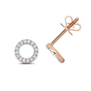 Diamond Circle Earring Studs in 9ct Red Gold (0.12ct)