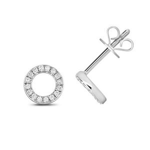 Diamond Circle Earring Studs in 9ct White Gold (0.12ct)