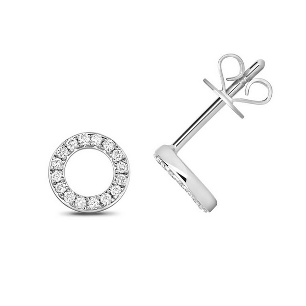Diamond Circle Earring Studs In 9ct White Gold 0 12ct Hockley