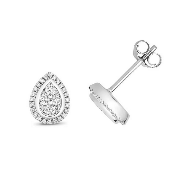 Diamond Cer Pear Shaped Stud Earrings In 9ct White Gold 0 25ct Diamond Cer Pear Shaped Stud Earrings In 9ct White Gold 0 25ct