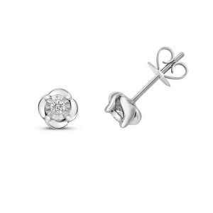 Diamond Illusion Set Stud Earrings in 9ct White Gold (0.10ct)