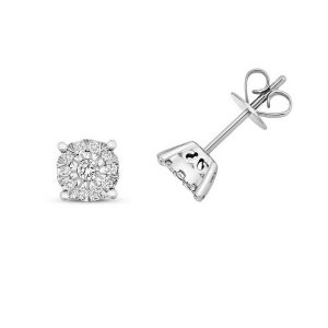 Diamond Illusion Set Stud Earrings in 9ct White Gold (0.23ct)