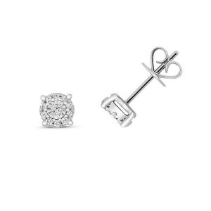 Diamond Illusion Set Stud Earrings in 9ct White Gold (0.13ct)