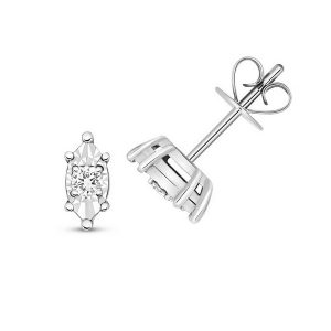 Diamond Illusion Set Marquise Shaped Stud Earrings in 9ct White Gold (0.10ct)
