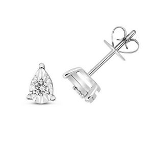 Diamond Illusion Set Pear Shaped Stud Earrings in 9ct White Gold (0.10ct)