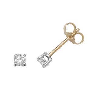 Solitaire Round Diamond Stud Earrings in 18ct Yellow Gold (0.20ct)