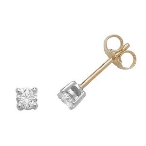 Solitaire Round Diamond Stud Earrings in 18ct Yellow Gold (0.33ct)
