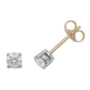 Solitaire Round Diamond Stud Earrings in 18ct Yellow Gold (0.50ct)