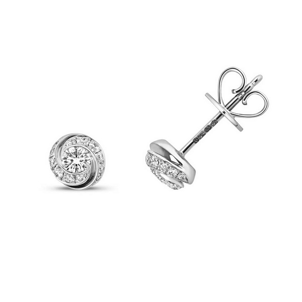 Diamond Set Swirl Design Stud Earrings In 18ct White Gold 0 38ct Diamond Set Swirl Design Stud Earrings