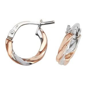 Red and White 9ct Gold Hoop Earrings (8,10,15,20,25,30mm)
