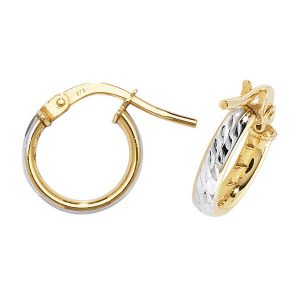 Yellow and White 9ct Gold Hoop Earrings (8,10,15,20,25,30mm)
