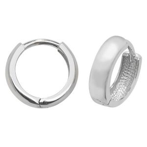 Small Plain Hinged Hooped Earrings in 9ct White Gold