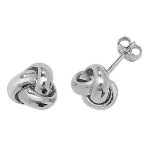 Knot Style Stud Earrings in 9ct White Gold