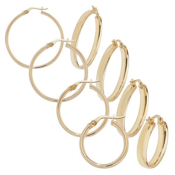 Gold Hoop Earrings 9ct Yellow (15,20,30mm) - Image 2