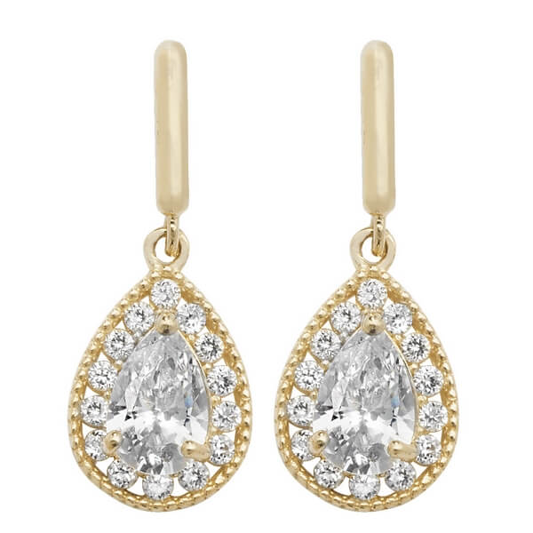 Pear Shaped Drop Earrings in 9ct Yellow Gold | Hockley Jewellers