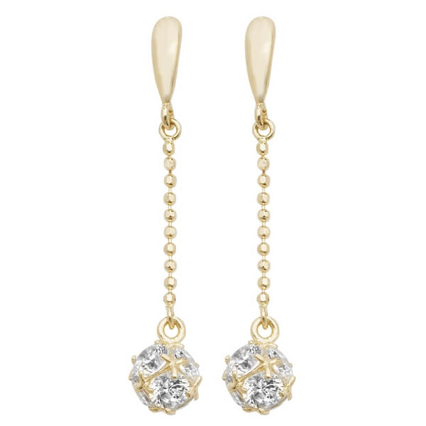 Ball and Chain Style Drop Earrings in 9ct Yellow Gold | Hockley Jewellers