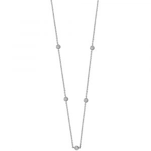 Bezel-Set Stationed Diamond Necklace in 9ct White Gold (0.35ct)
