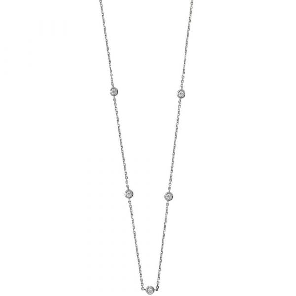 Bezel-Set Stationed Diamond Necklace in 9ct White Gold (0.35ct)