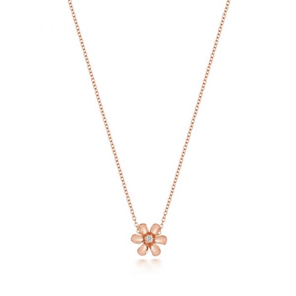 Diamond Daisy Necklace in 9ct Red Gold (0.03ct)
