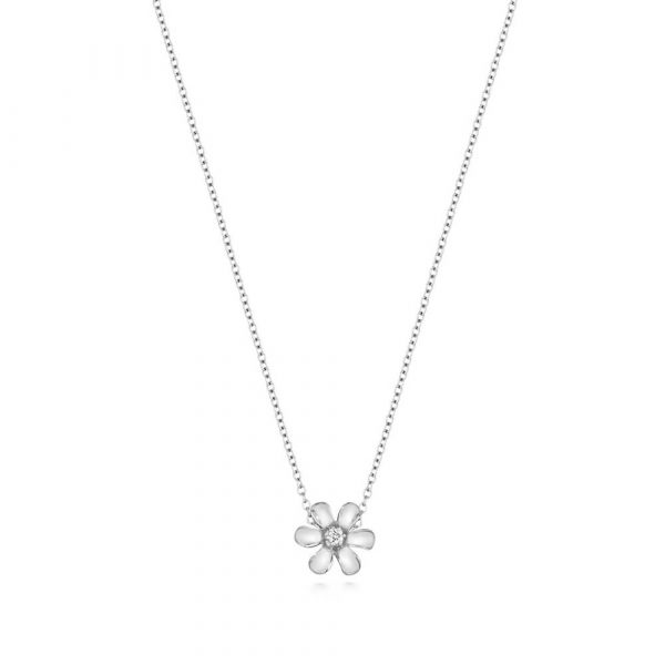 Diamond Daisy Necklace in 9ct White Gold (0.03ct)