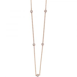 Bezel-Set Stationed Diamond Necklace in 18ct Red Gold (0.35ct)