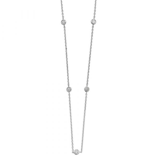 Bezel-Set Stationed Diamond Necklace in 18ct White Gold (0.35ct)