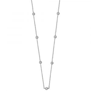 Bezel-Set Stationed Diamond Necklace in 18ct White Gold (0.50ct)