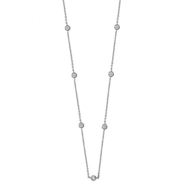 Bezel-Set Stationed Diamond Necklace in 18ct White Gold (0.50ct)