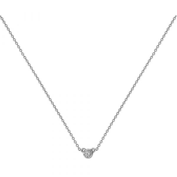Solitaire Bezel Set Diamond Necklace in 18ct White Gold (0.09ct)