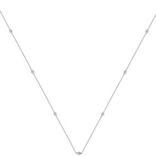 Solitaire Bezel Set Diamond Necklace in 18ct White Gold (0.39ct)