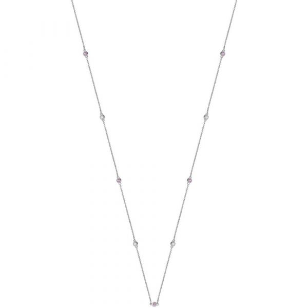 Diamond and Pink Sapphire Necklace in 18ct White Gold