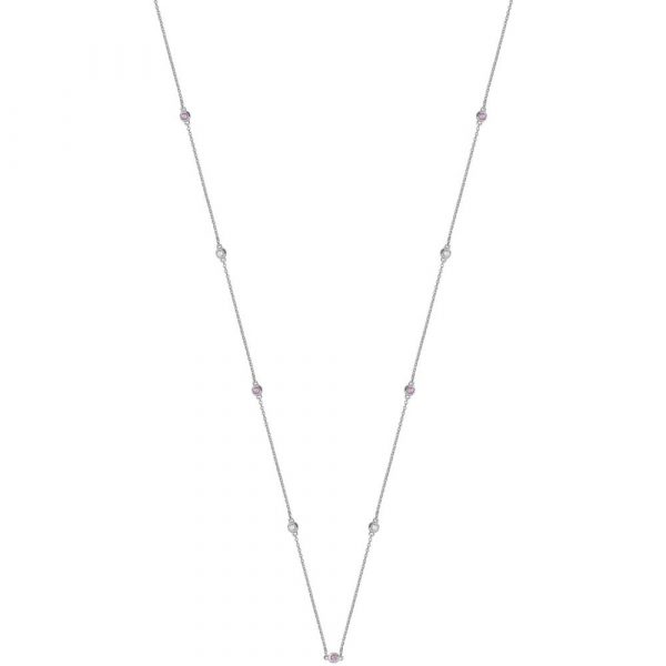 Diamond and Pink Sapphire Necklace in 18ct White Gold