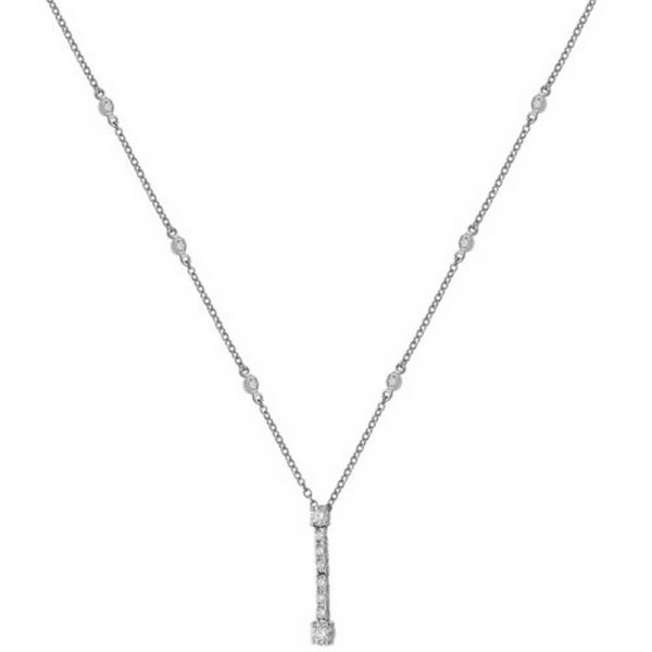 Diamond Bezel and Prong Set Necklace in 18ct White Gold (0.68ct)