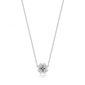 Large Clover Motif Diamond Necklace in 18ct White Gold (0.51ct)