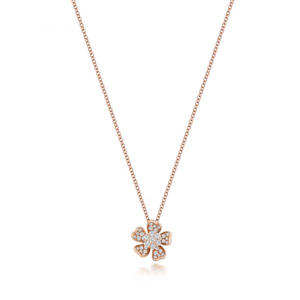 Flower Inspired Diamond Necklace in 18ct Red Gold (0.40ct)