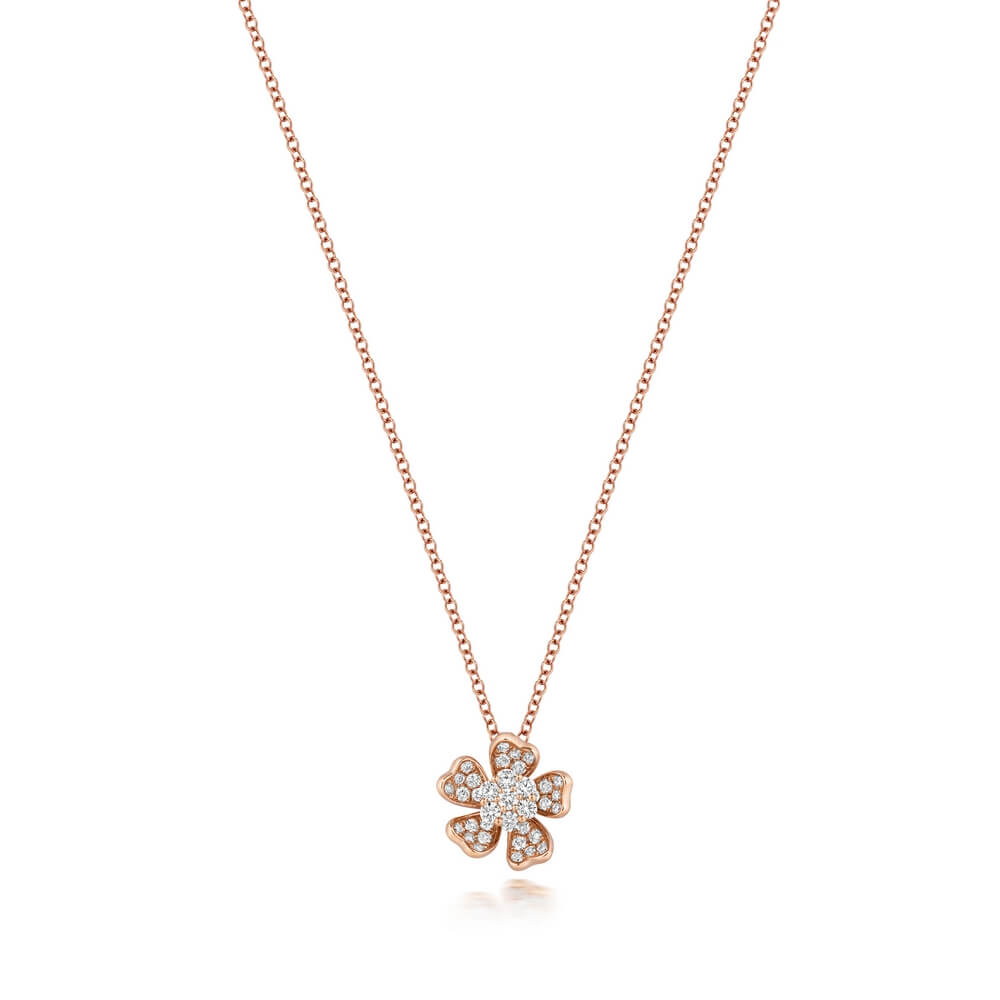 Flower Inspired Diamond Necklace in 18ct Red Gold (0.40ct) | Hockley ...