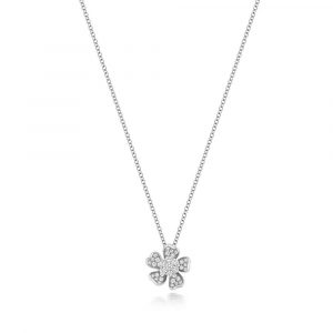 Flower Inspired Diamond Necklace in 18ct White Gold (0.40ct)