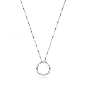 Diamond Circle Design Diamond Necklace in 18ct White Gold (0.27ct)