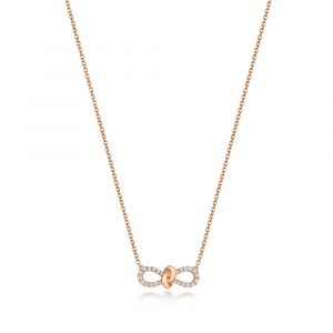 Bow Motif Diamond Necklace 18ct Red Gold (0.19ct)