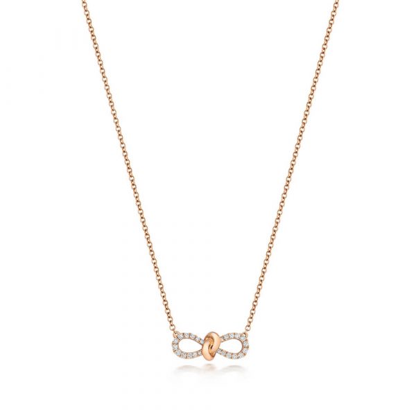 Bow Motif Diamond Necklace 18ct Red Gold (0.19ct)